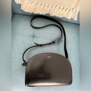 A.P.C. Half Moon Bag in Black Leather